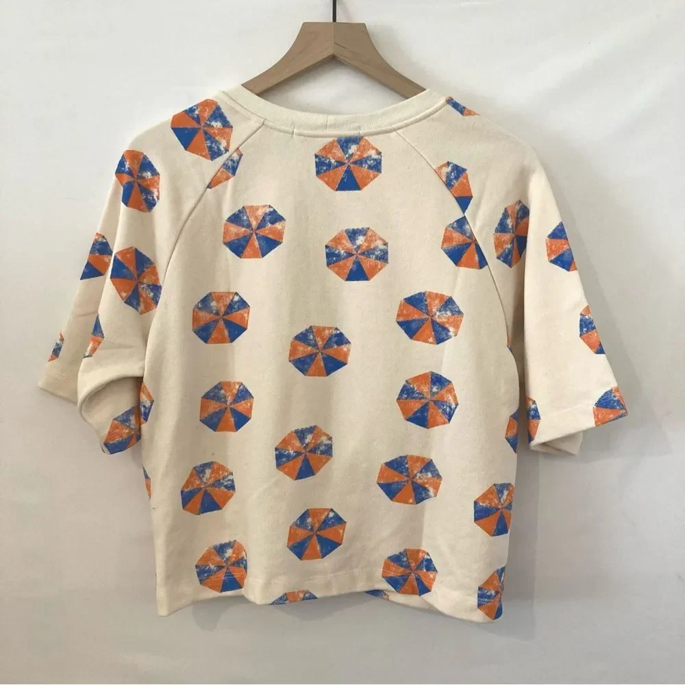 Eva Franco Anthropologie Beach Umbrella Pullover Sweatshirt Top Large NWT